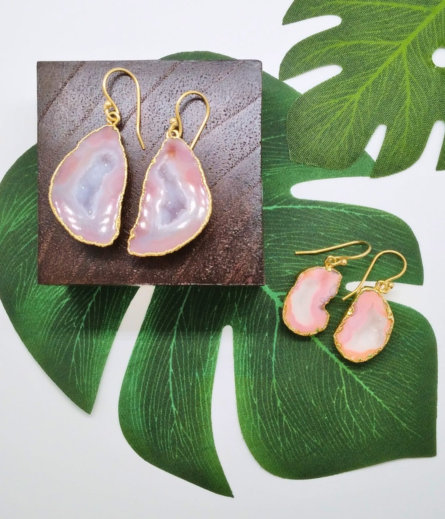 Baby Pink Geode Druzy Earrings - Violet Elizabeth - Jewellery