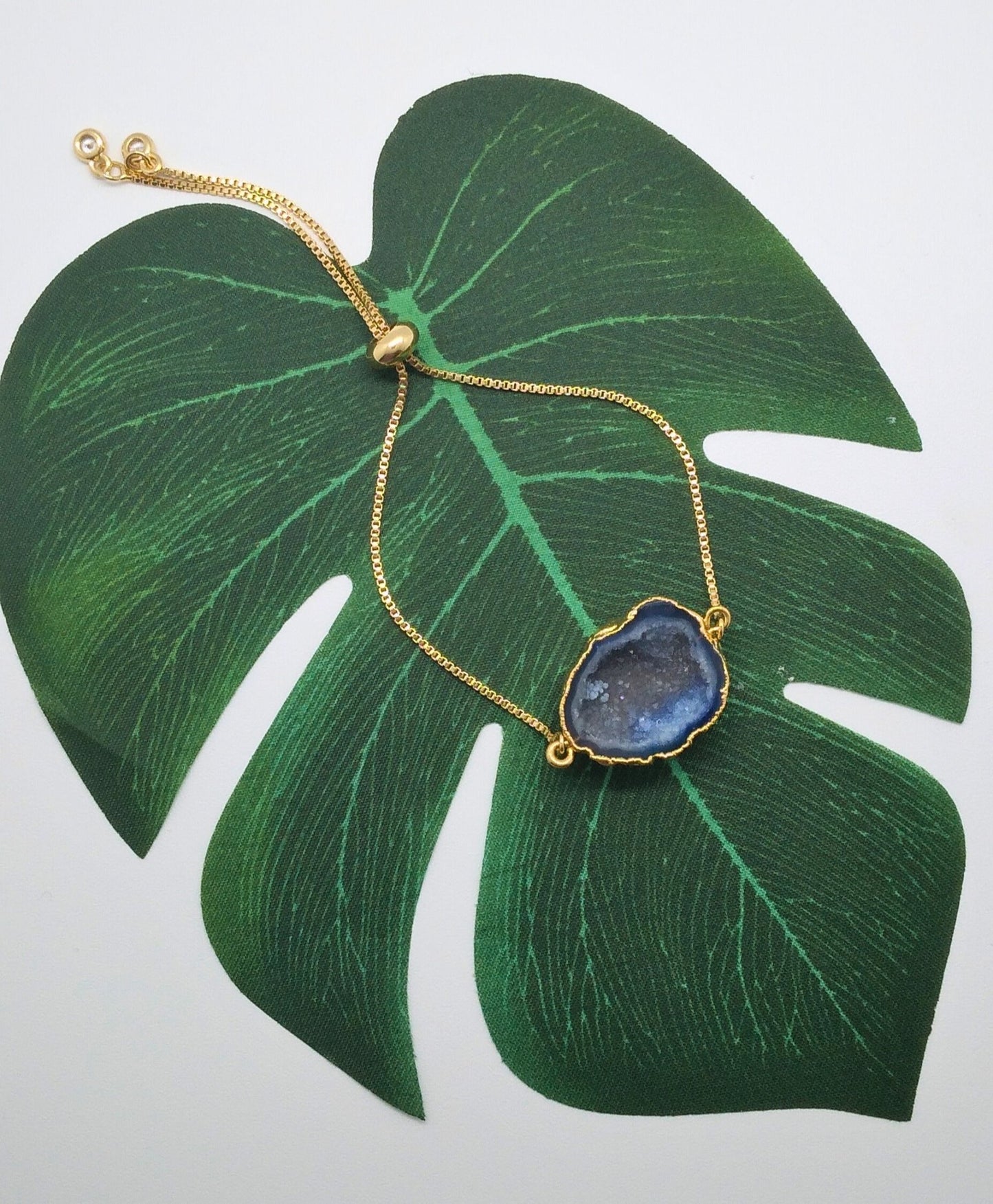 Blue Half Geode Druzy Bracelet - Violet Elizabeth - Jewellery