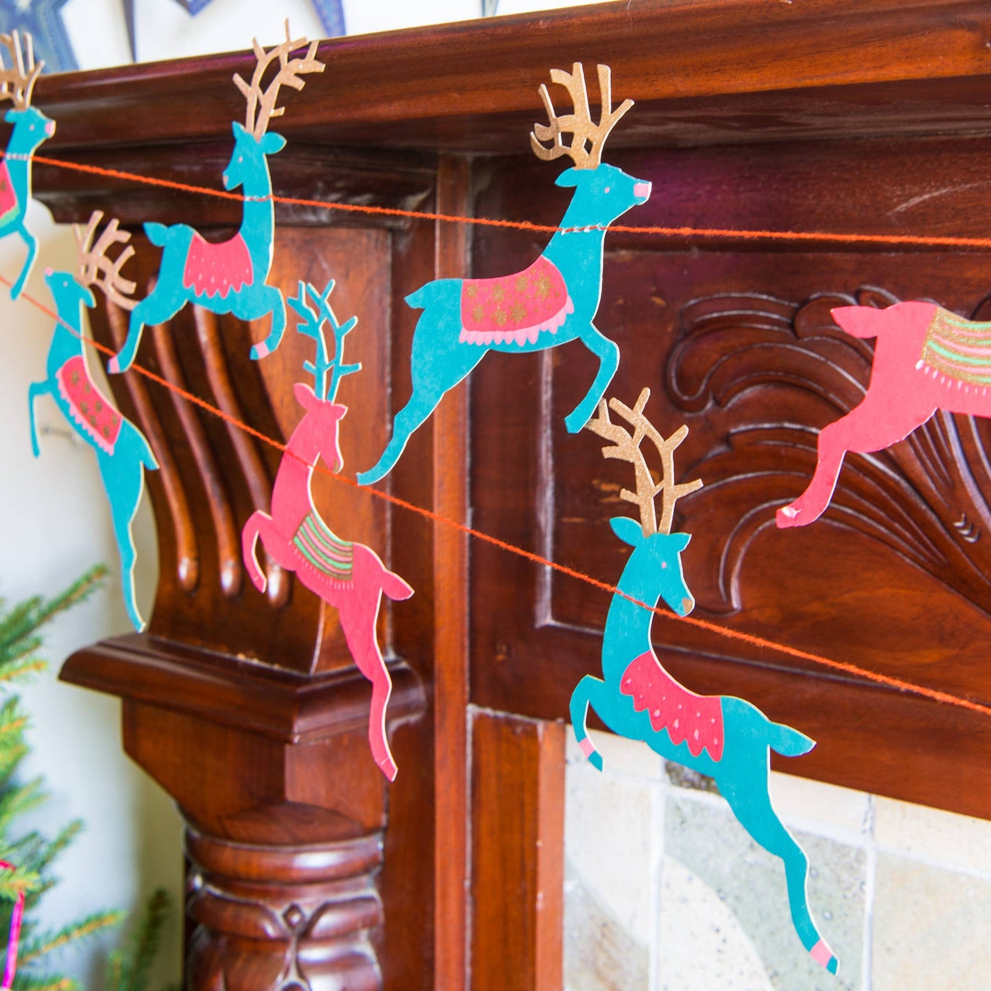 Bright Reindeer Sewn Garland - Violet Elizabeth -