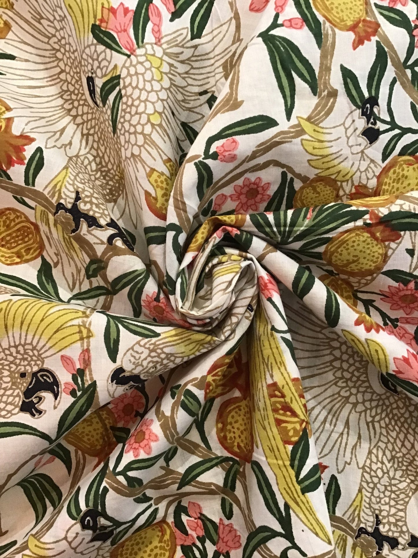 cockatoo party Screen Printed Fabric 100% Cotton - Violet Elizabeth - Haberdashery