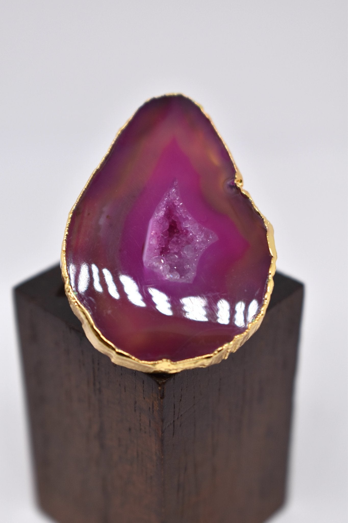 Crimson Heart Magical Agate Slice Ring - Violet Elizabeth - Jewellery
