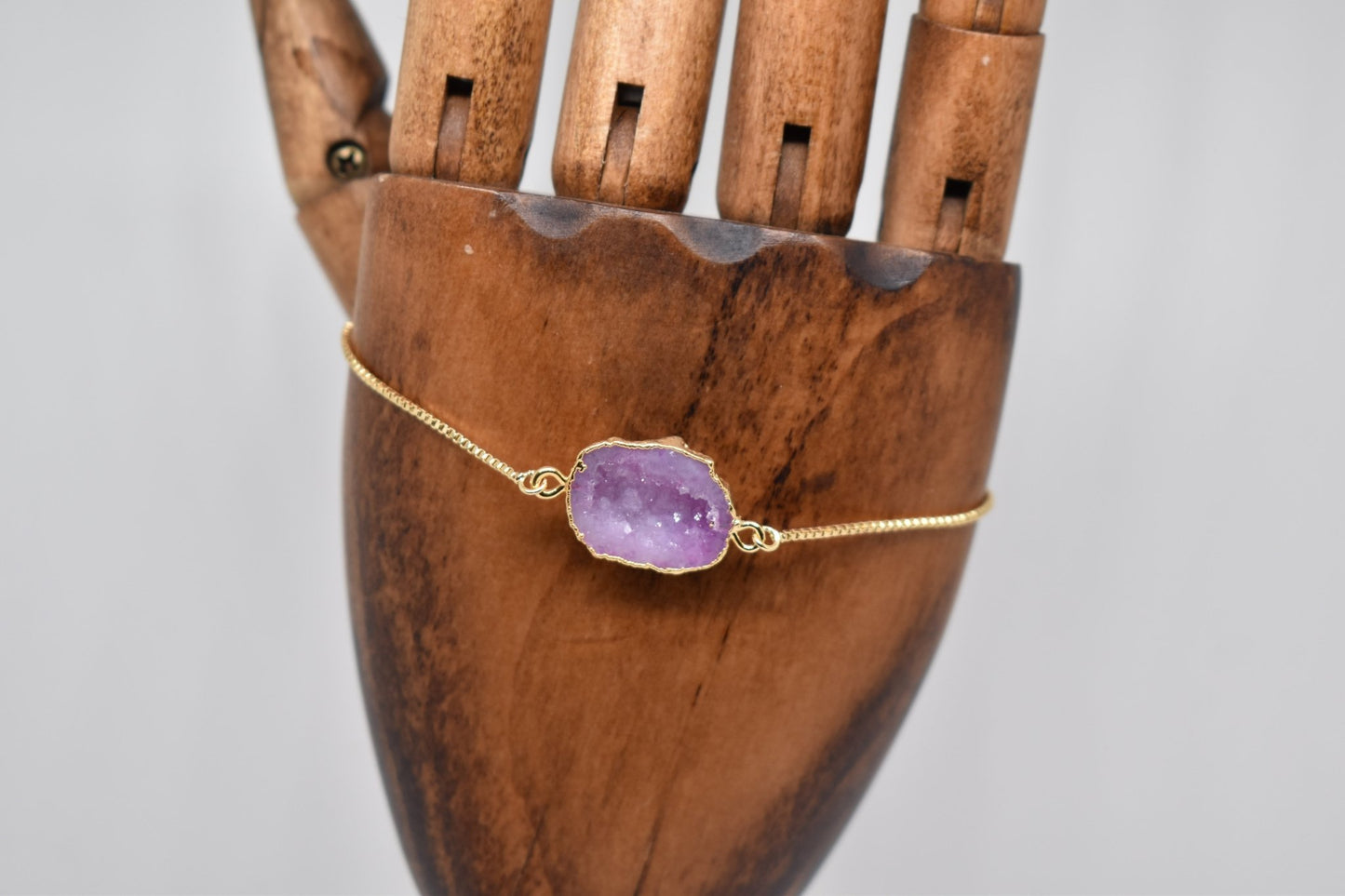 Dusky Pink Half Geode Druzy Bracelet - Violet Elizabeth - Jewellery