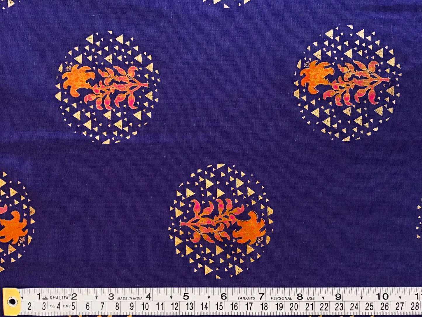 Golden circles Screen Printed Fabric 100% Cotton - Violet Elizabeth - Haberdashery