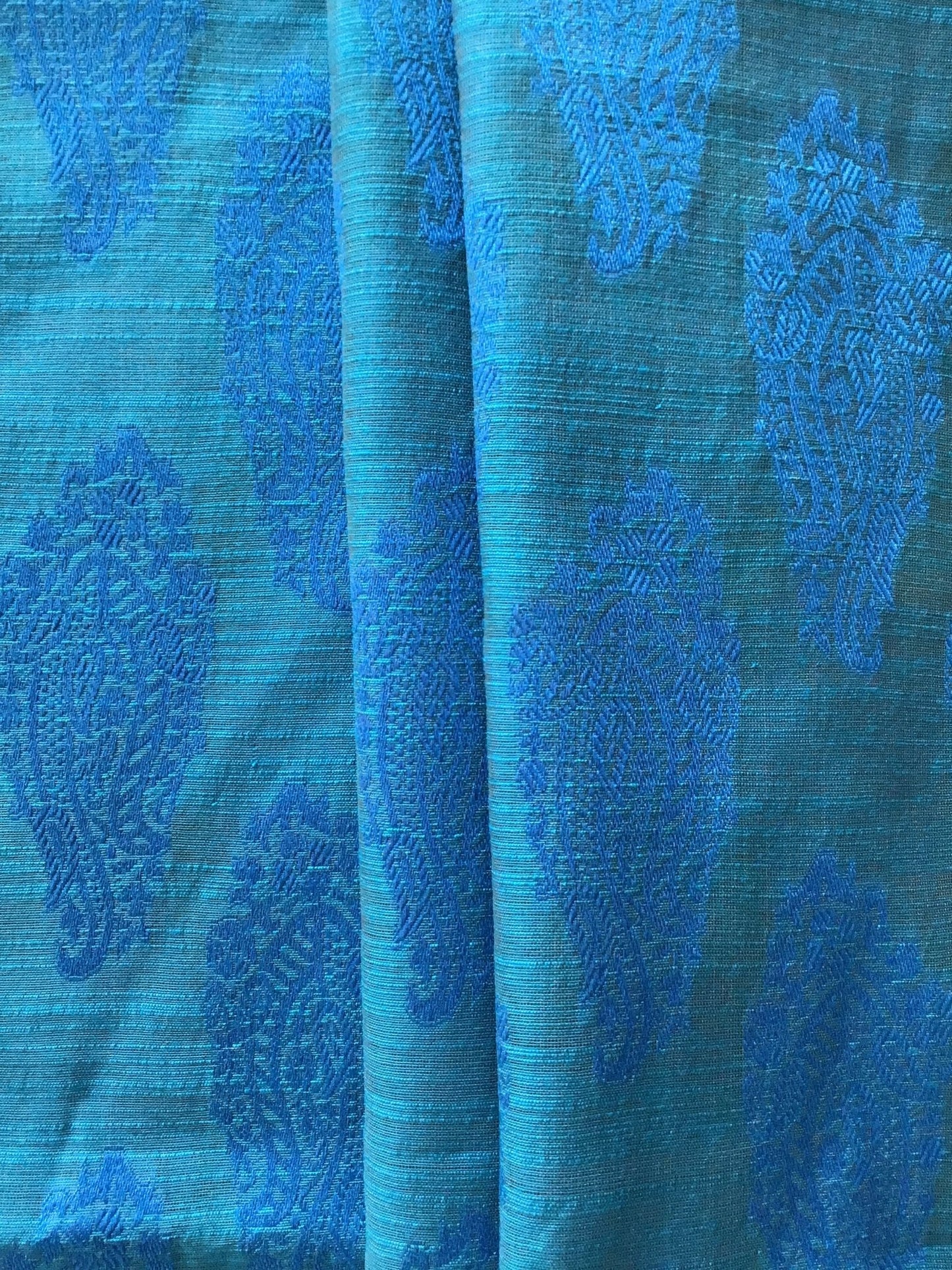 Hand woven blue/green brocade - Violet Elizabeth - Haberdashery