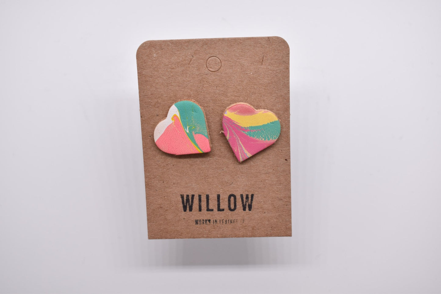 Heart Marbled Leather Earrings - Violet Elizabeth - Jewellery