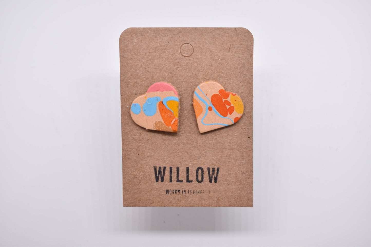 Heart Marbled Leather Earrings - Violet Elizabeth - Jewellery