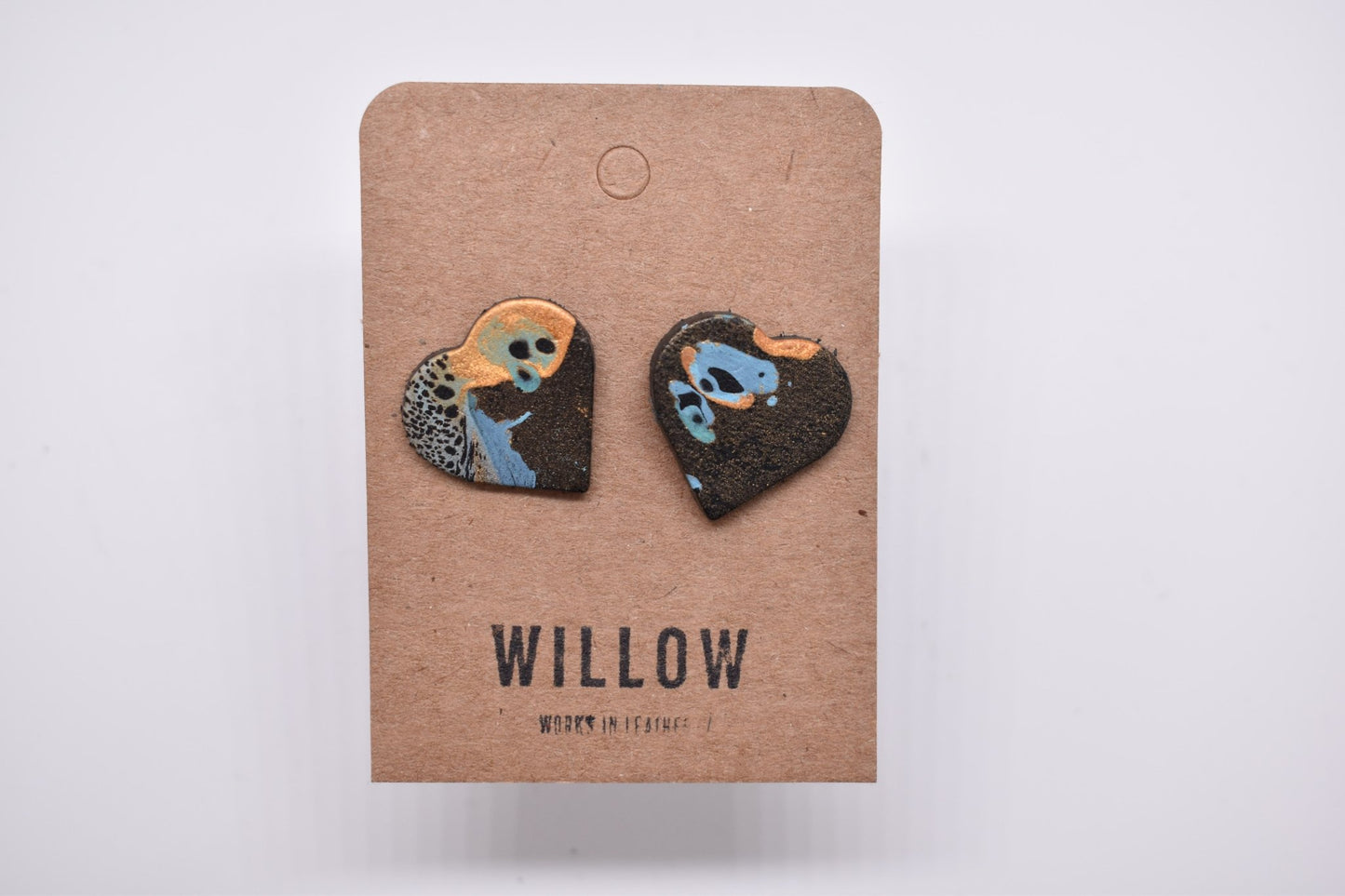 Heart Marbled Leather Earrings - Violet Elizabeth - Jewellery