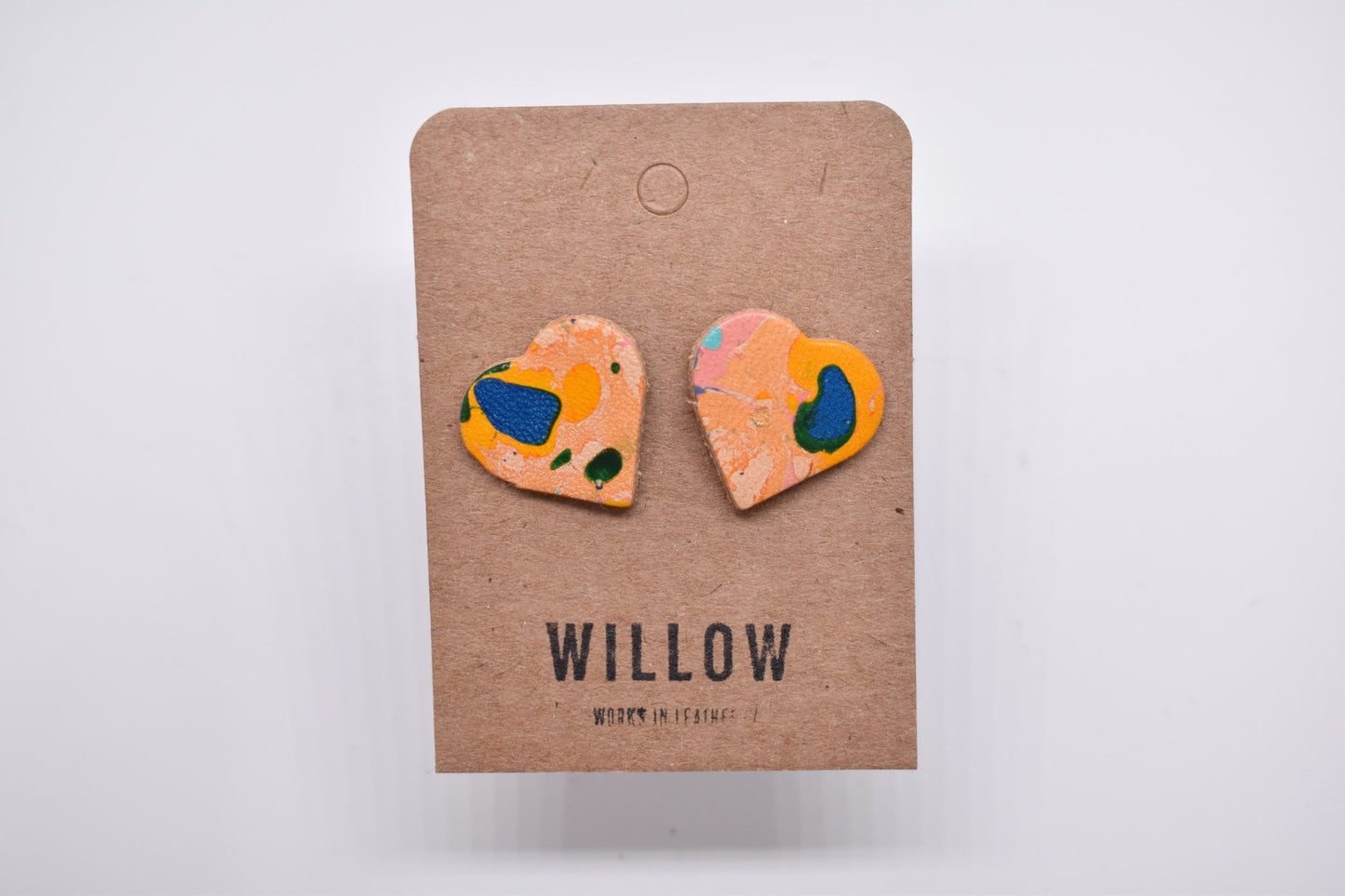 Heart Marbled Leather Earrings - Violet Elizabeth - Jewellery