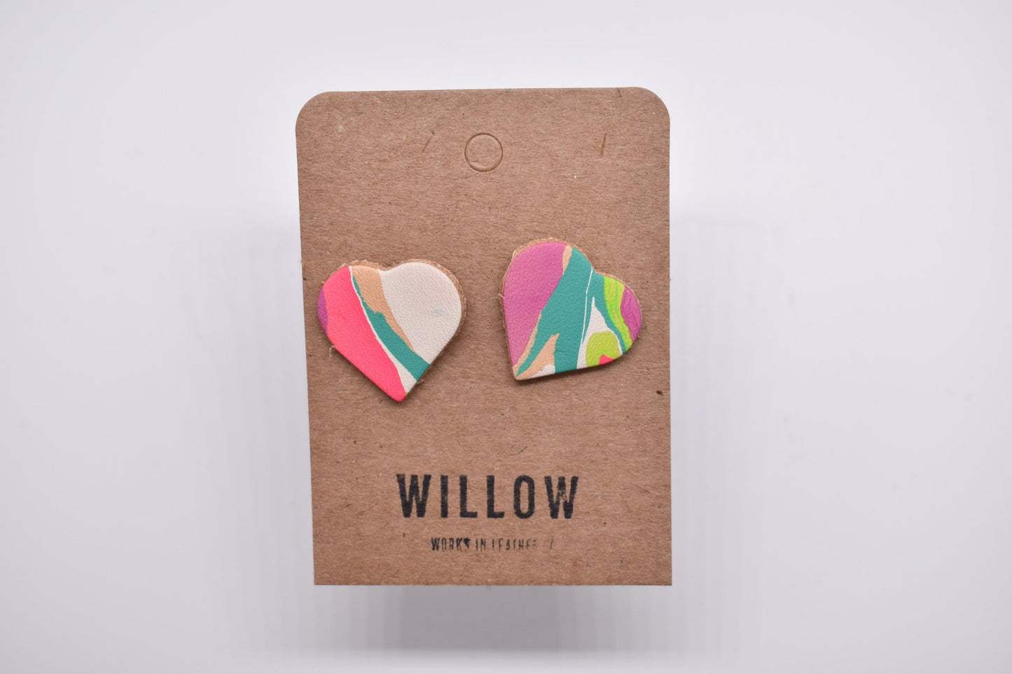 Heart Marbled Leather Earrings - Violet Elizabeth - Jewellery