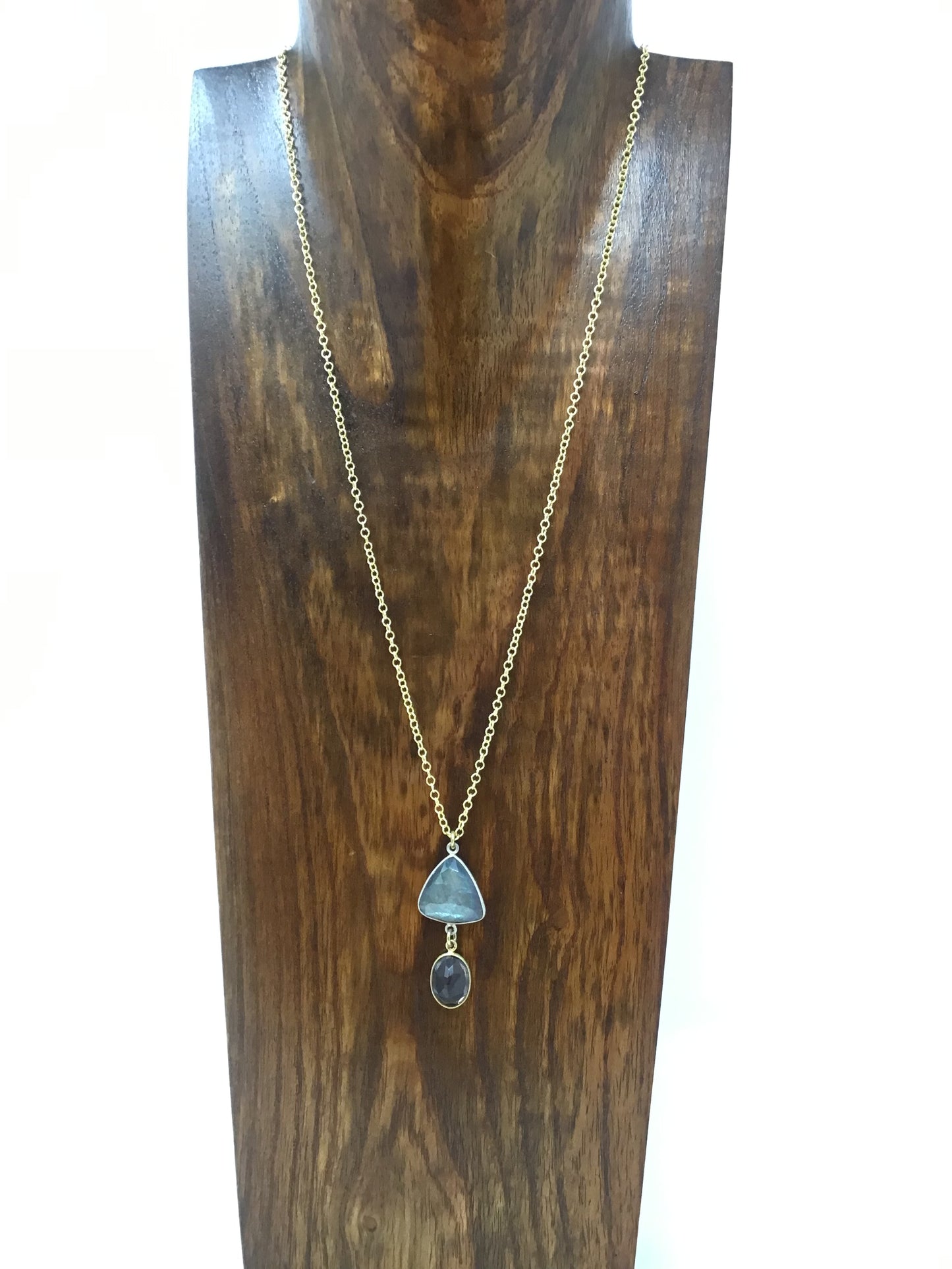 Labradorite and smoky quartz necklace - Violet Elizabeth