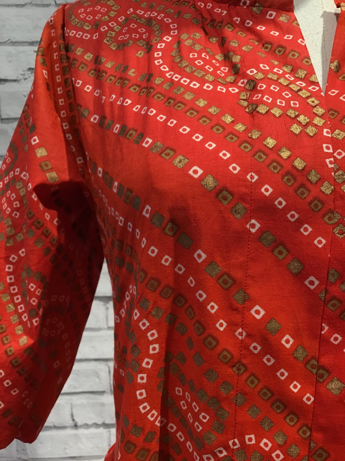 Drawstring Dress in red and gold Pattern - Violet Elizabeth