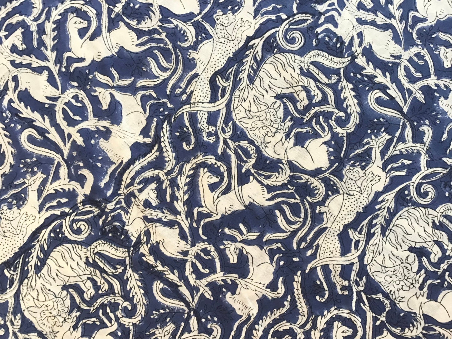 indigo hunt organic cotton Block Printed Fabric - Violet Elizabeth - Haberdashery