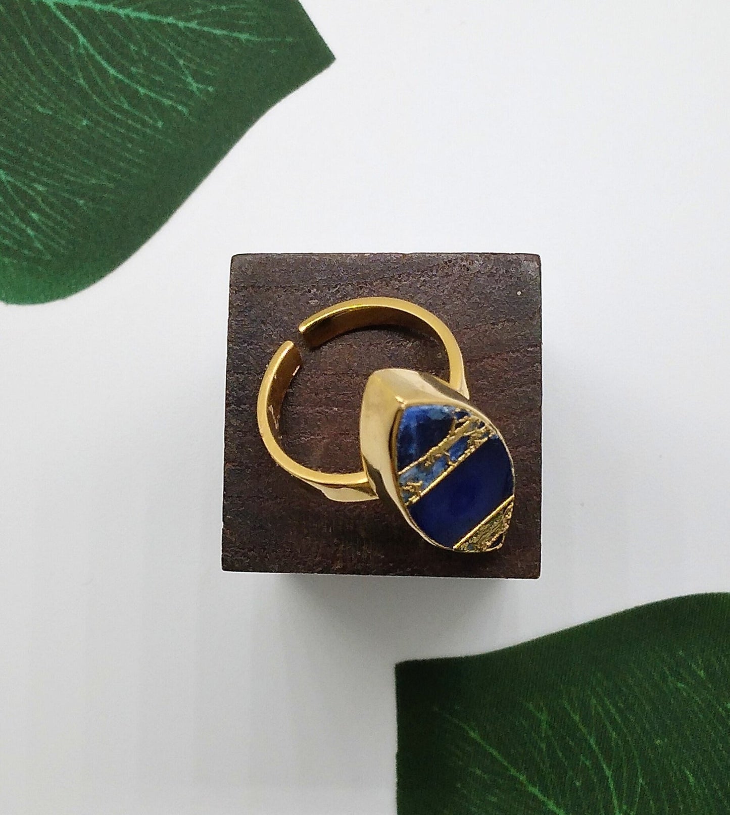 Jasper and Lapis Crackle Ring - Violet Elizabeth - Jewellery