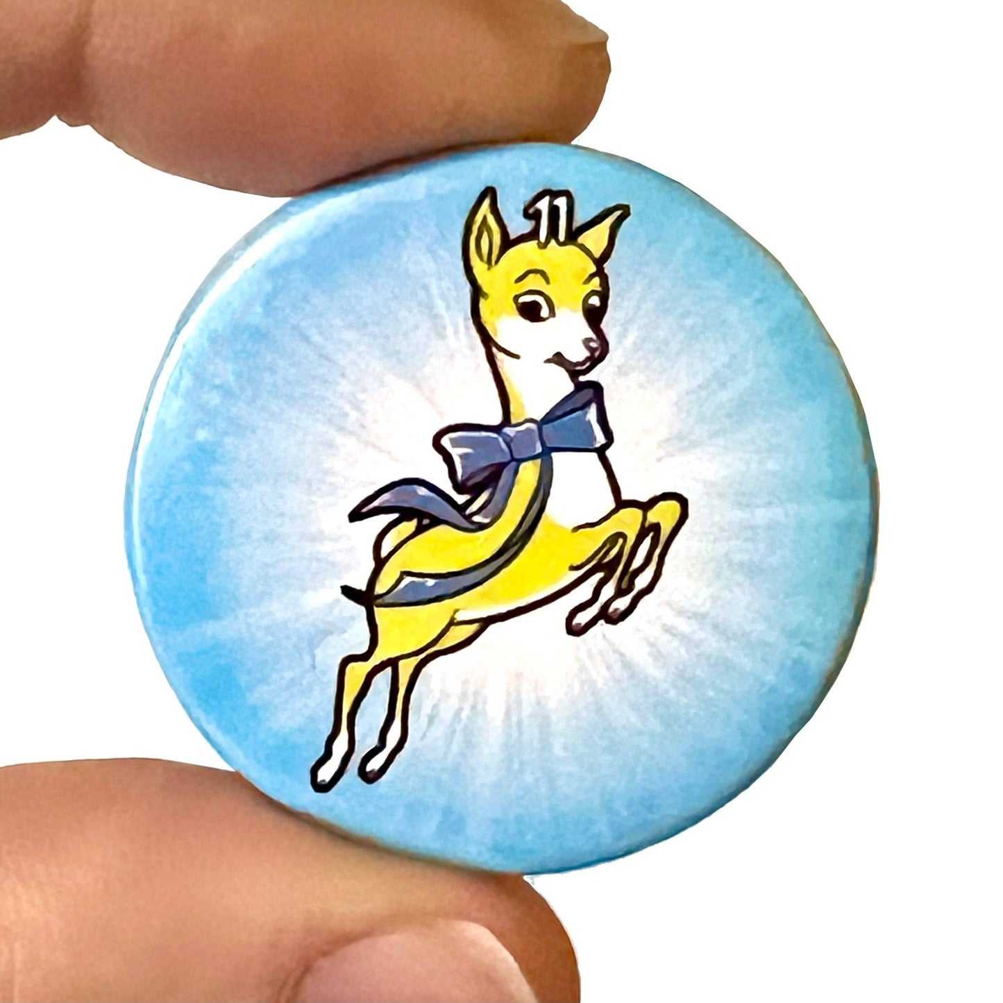 Kitsch Bambi Deer Button Pin Badge - Violet Elizabeth -