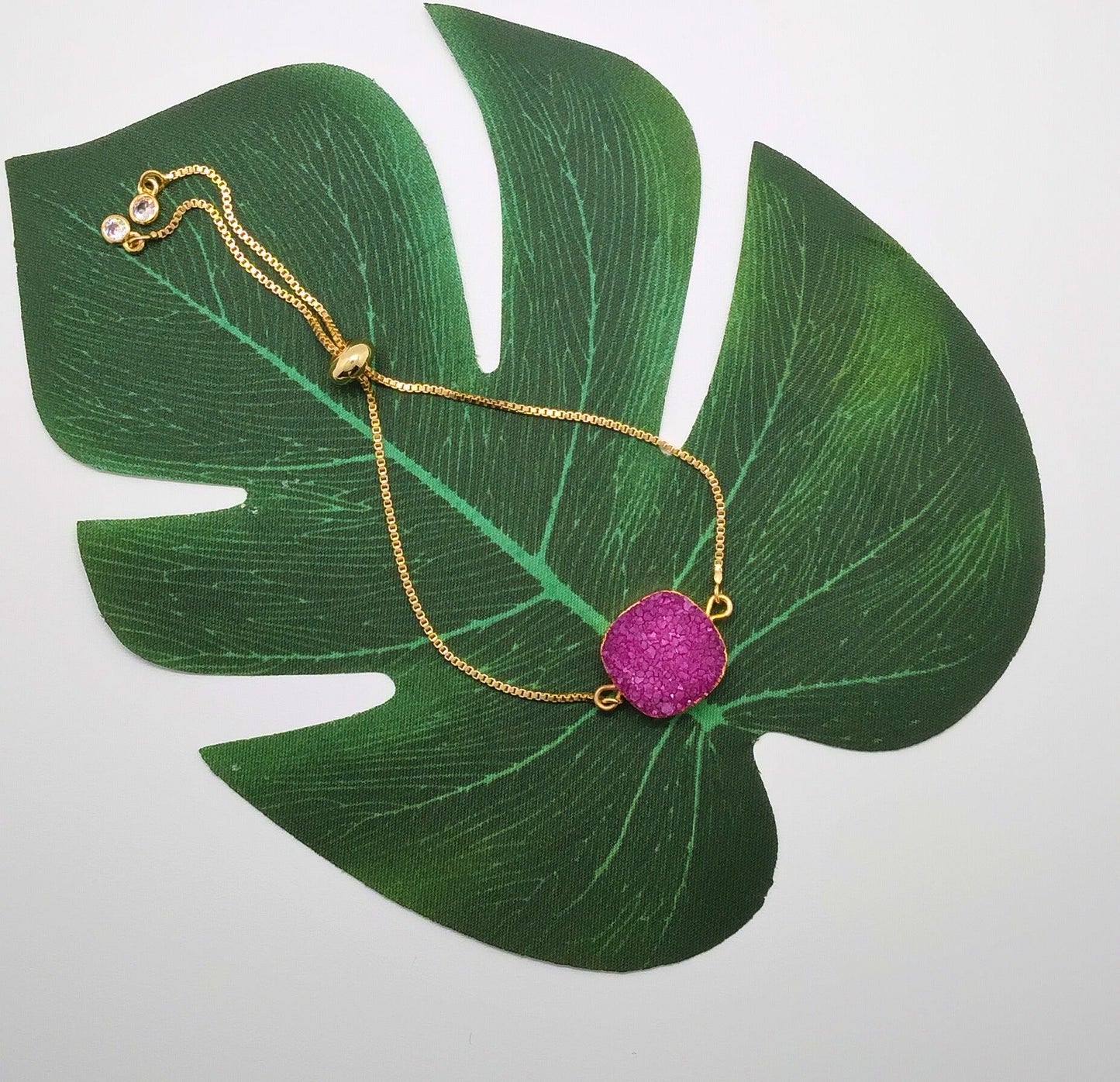 Magenta Sugar Druzy Bracelet - Violet Elizabeth - Jewellery