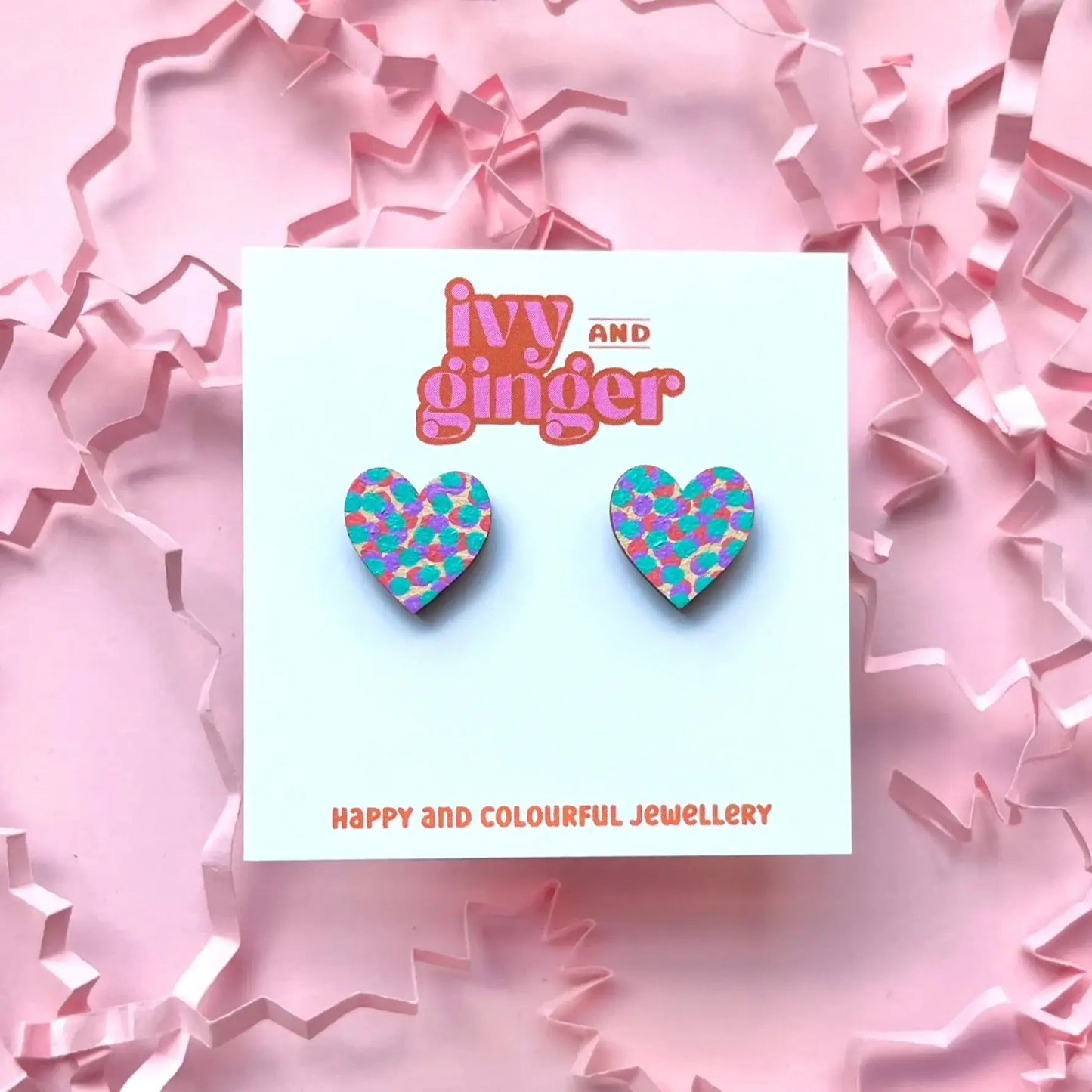 Midi Speckled Heart Stud Earrings - Violet Elizabeth -