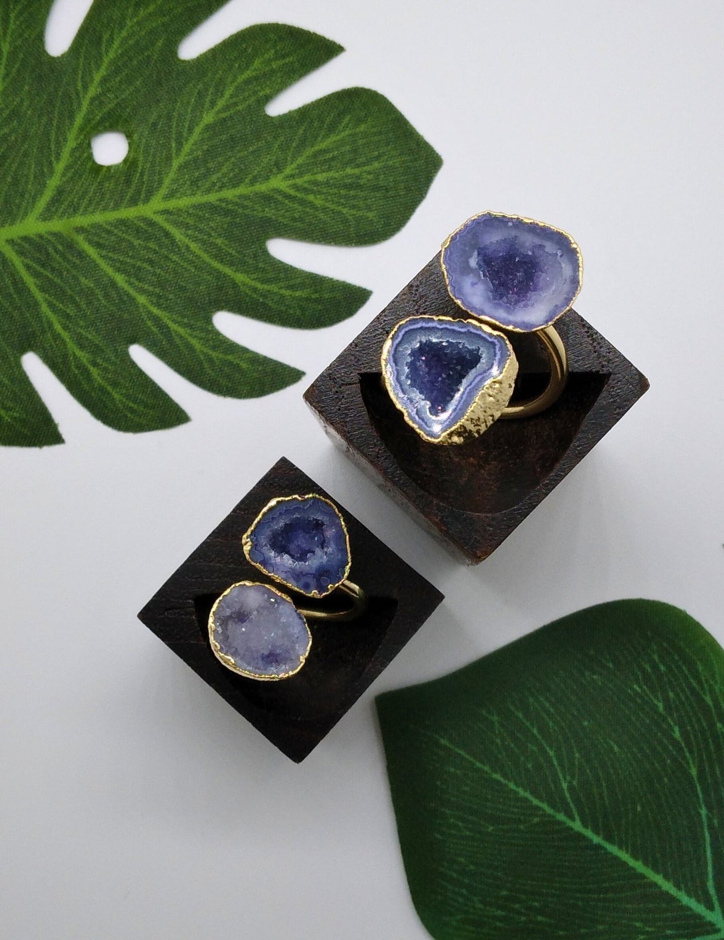 Purple Double Geode Druzy Ring - Violet Elizabeth - Jewellery
