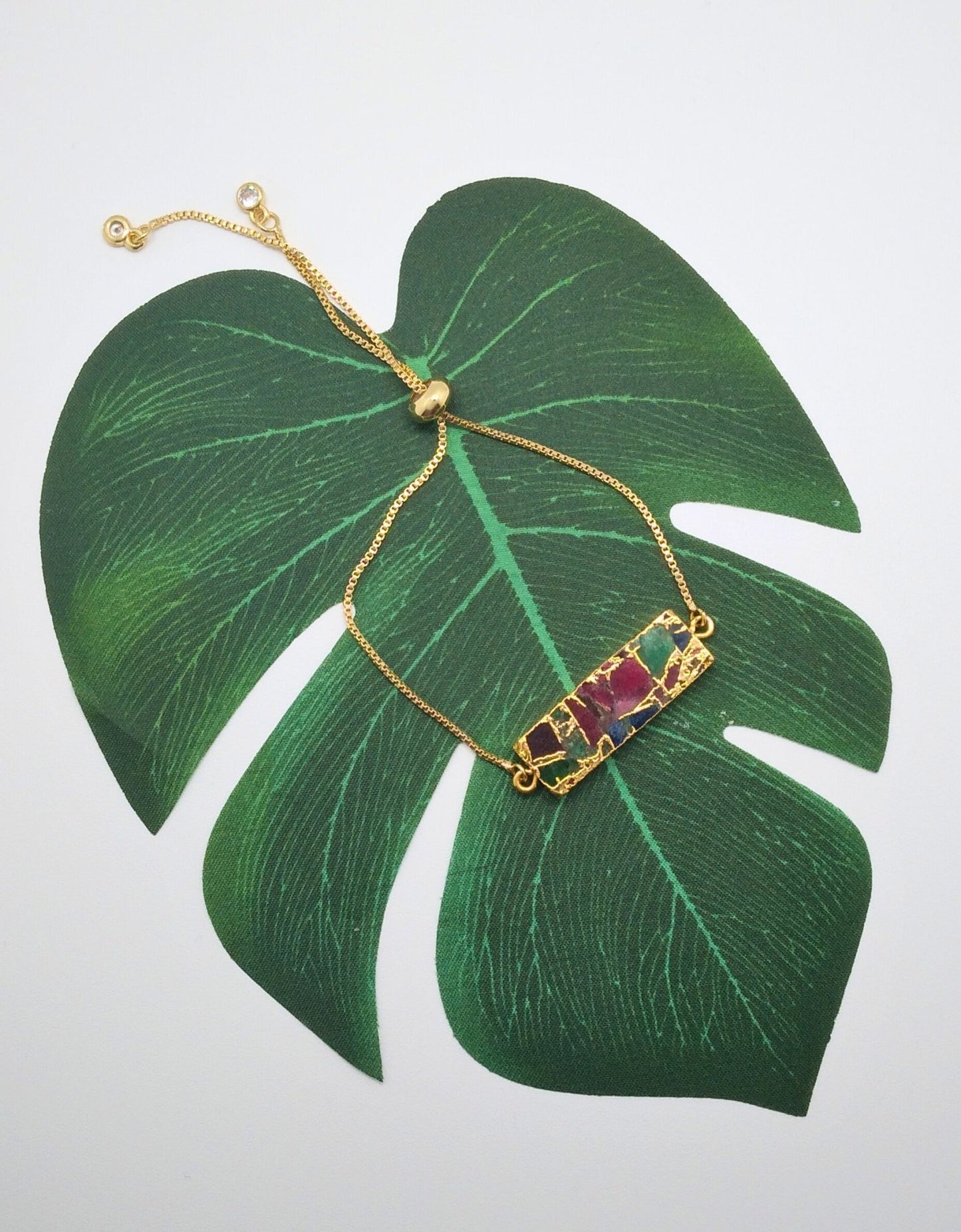 Red, Green and Blue Jasper Crackle Bracelet - Violet Elizabeth - Jewellery