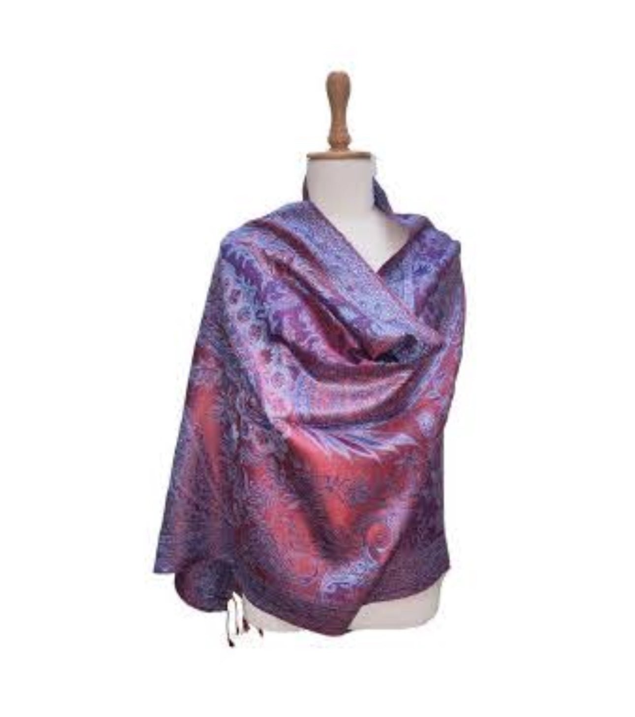 Silk Anique Jamavar Hand Woven stole 29 - Violet Elizabeth - Apparel & Accessories