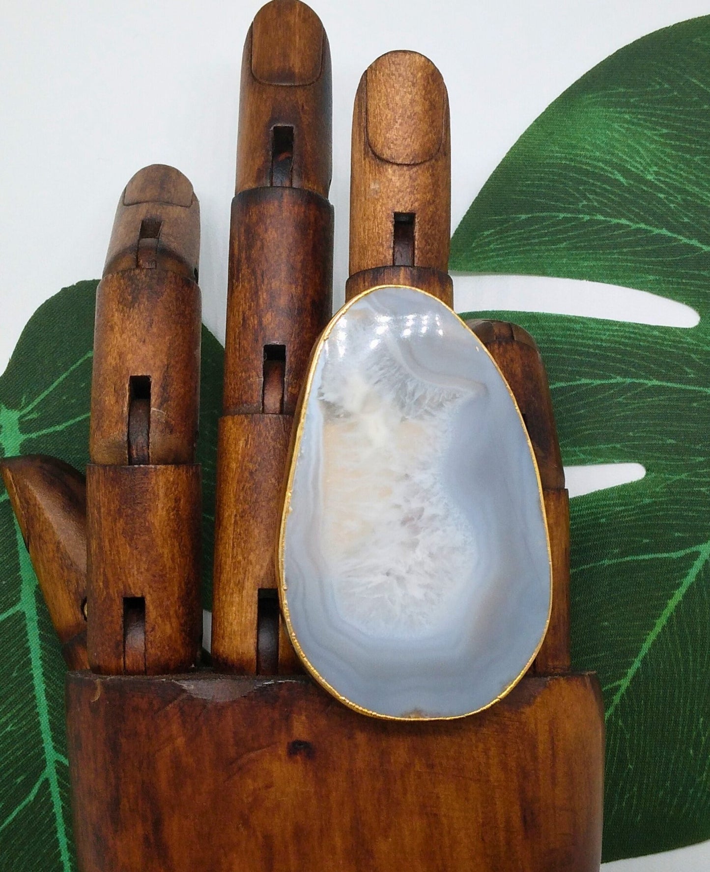 Silver Large Agate Slice Ring - Violet Elizabeth - Jewellery