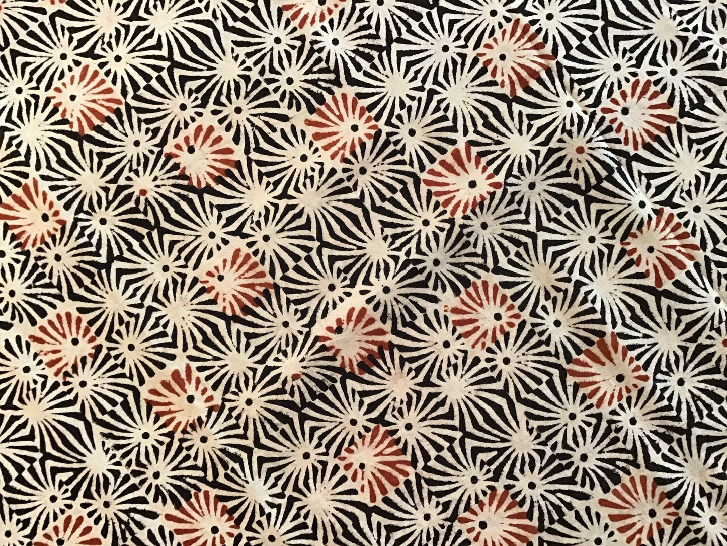 Sun burst squares Block Printed Fabric - Violet Elizabeth - Haberdashery