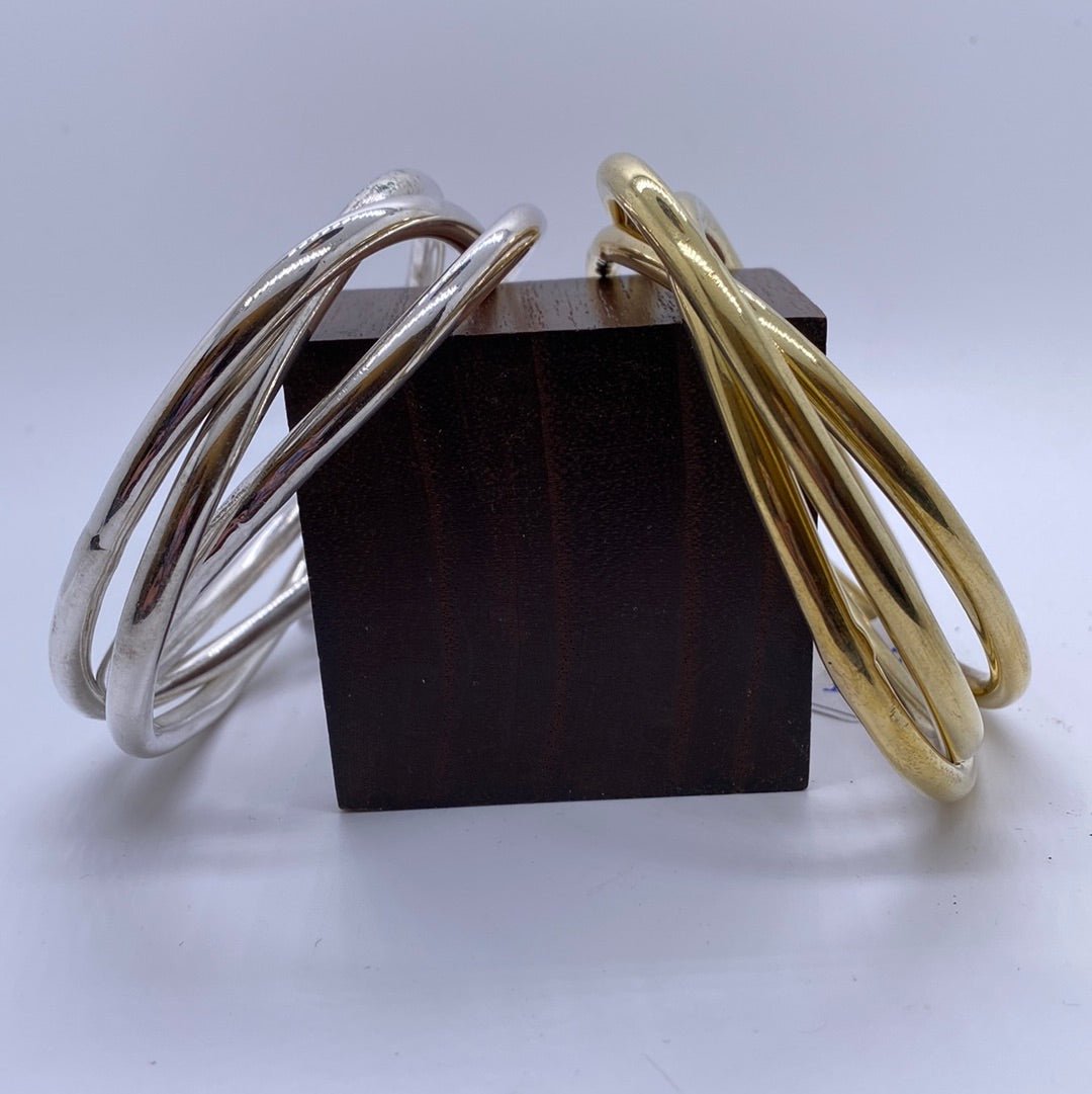 Triangular triple Brass & Silver bangle - Violet Elizabeth -