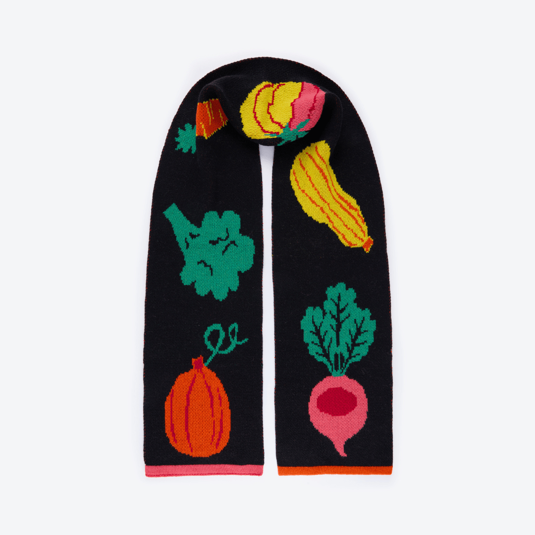 Vegetables Wool Scarf - Large - Violet Elizabeth -