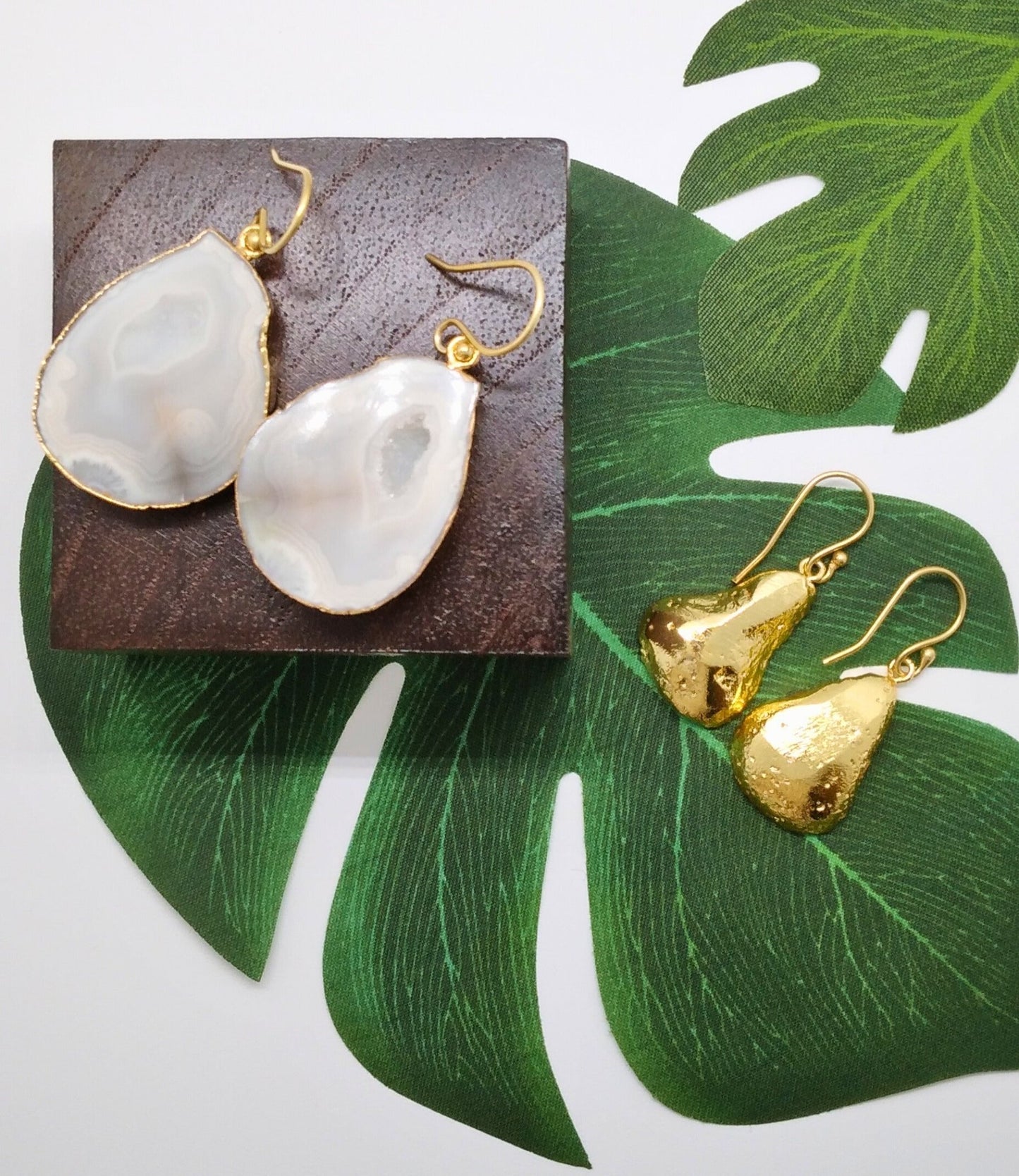 White Geode Druzy Earrings - Violet Elizabeth - Jewellery