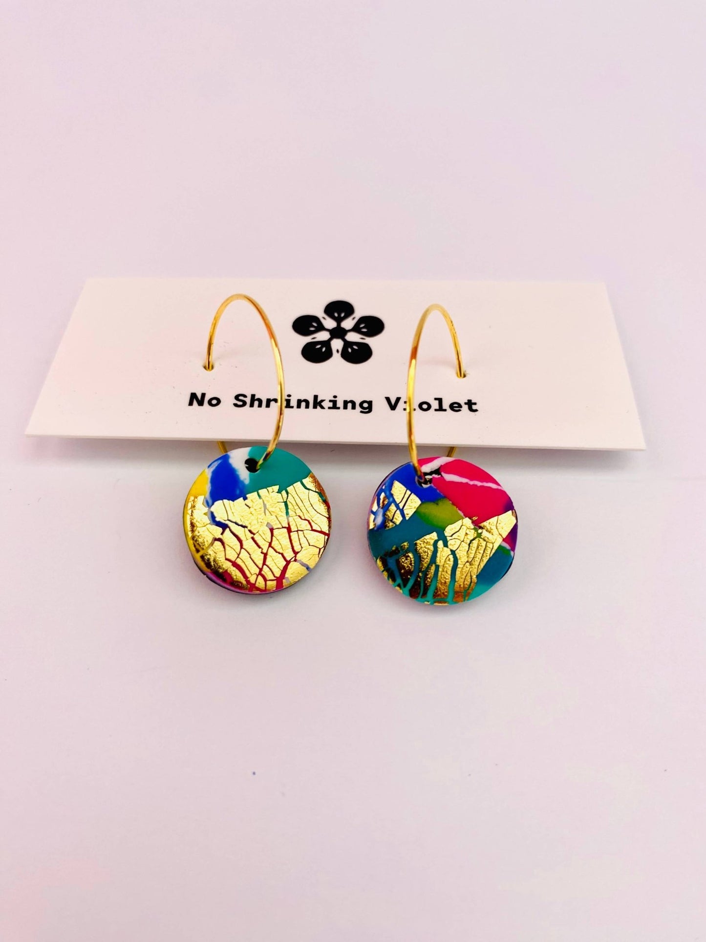 80s Statement: Gold Hoop Earrings (Small Disc) - Violet Elizabeth - Jewellery