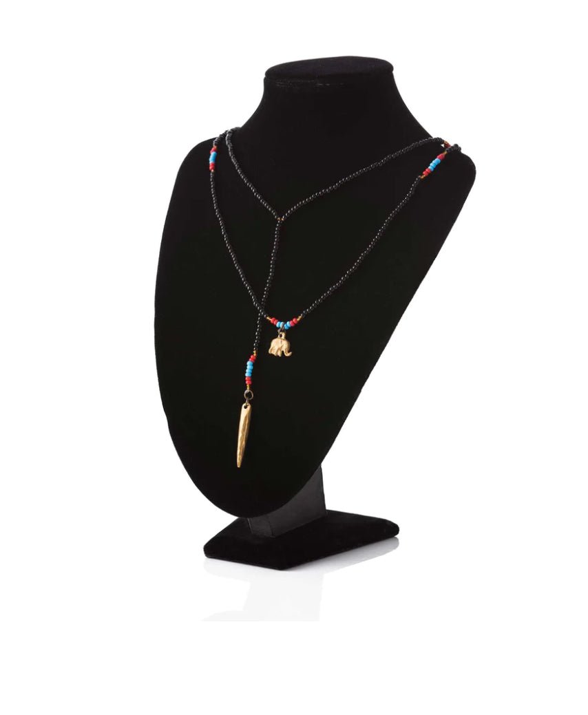 Glass Bead Double Charm Necklace - Violet Elizabeth - Jewellery