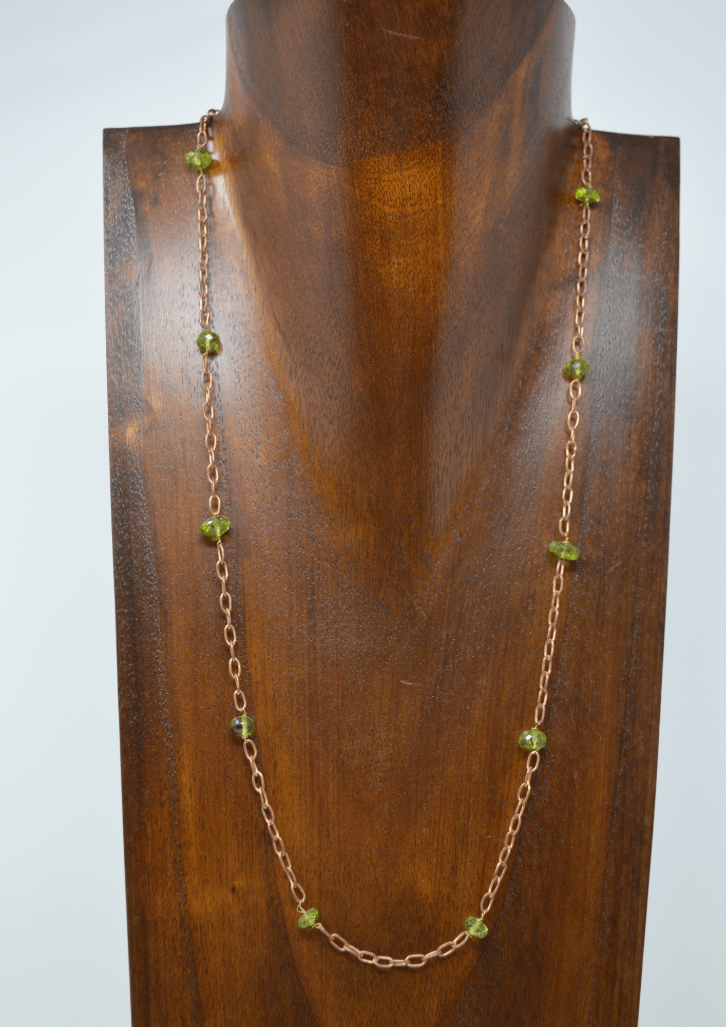 Tourmaline stones on a rose brass chain - Violet Elizabeth -