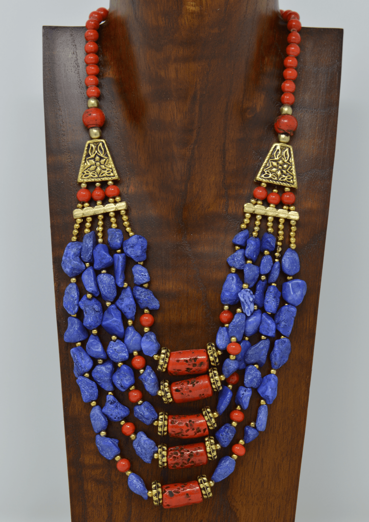 Traditional blue nepalese ornate necklace - Violet Elizabeth -
