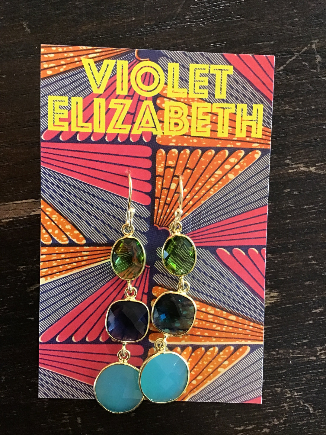 Peridot & Lolite & Ink Chalcedony Triple Threat Earrings - Violet Elizabeth