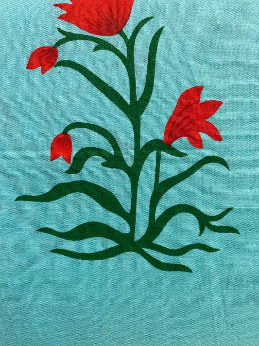 Poppy field Screen Printed Fabric 100% Cotton