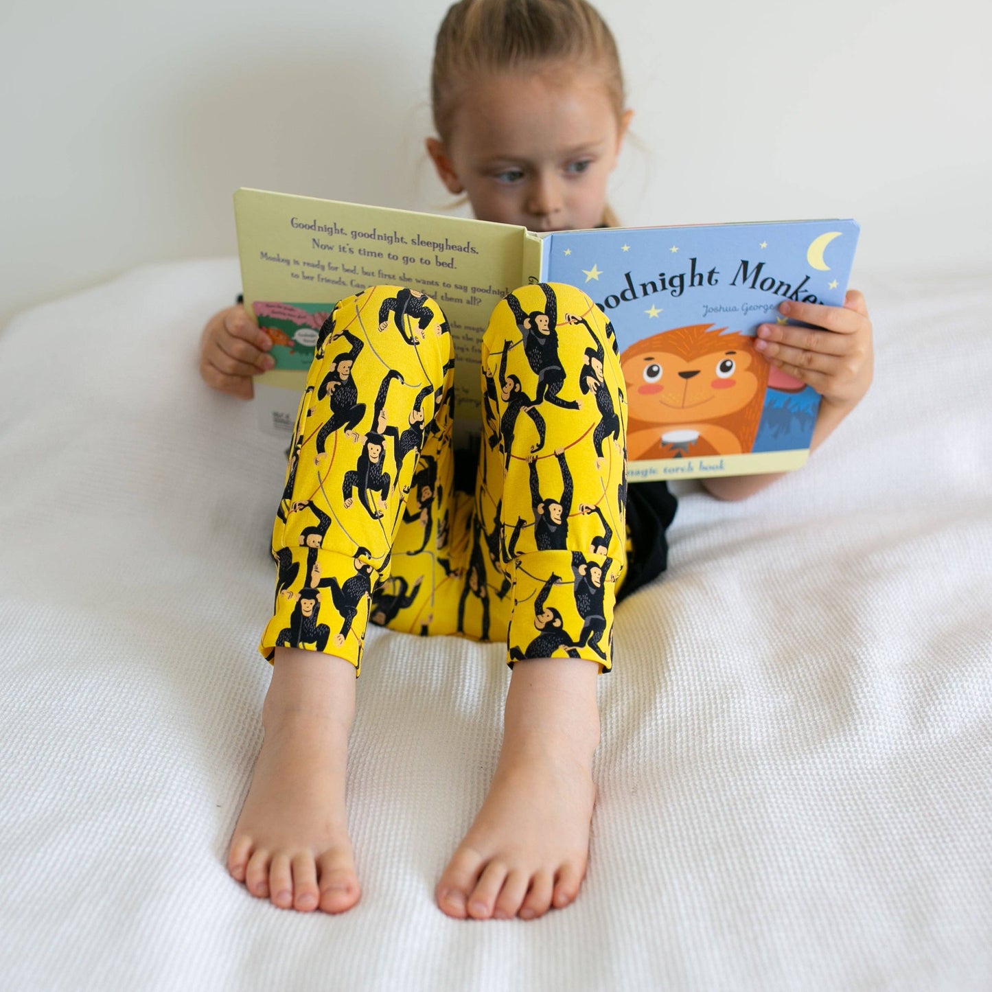 Yellow Chimp print Leggings: 2-3 Y