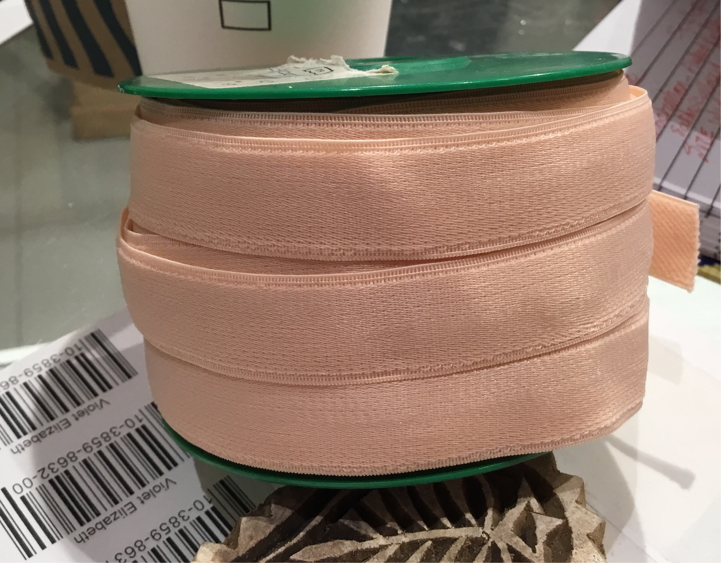 Elastic, blush pink for strapping 15 Mm