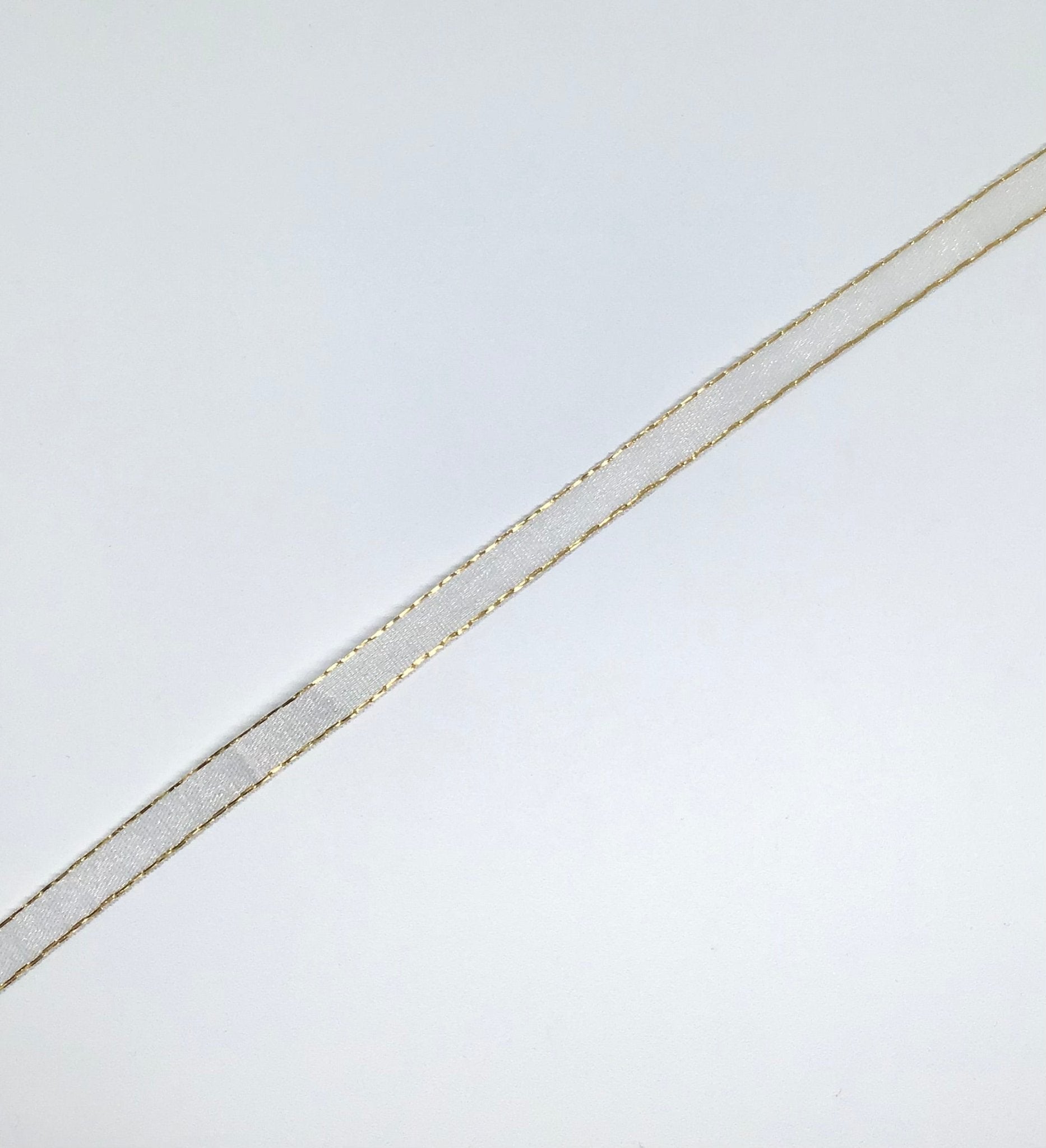 10mm white & gold ribbon - Violet Elizabeth - Haberdashery
