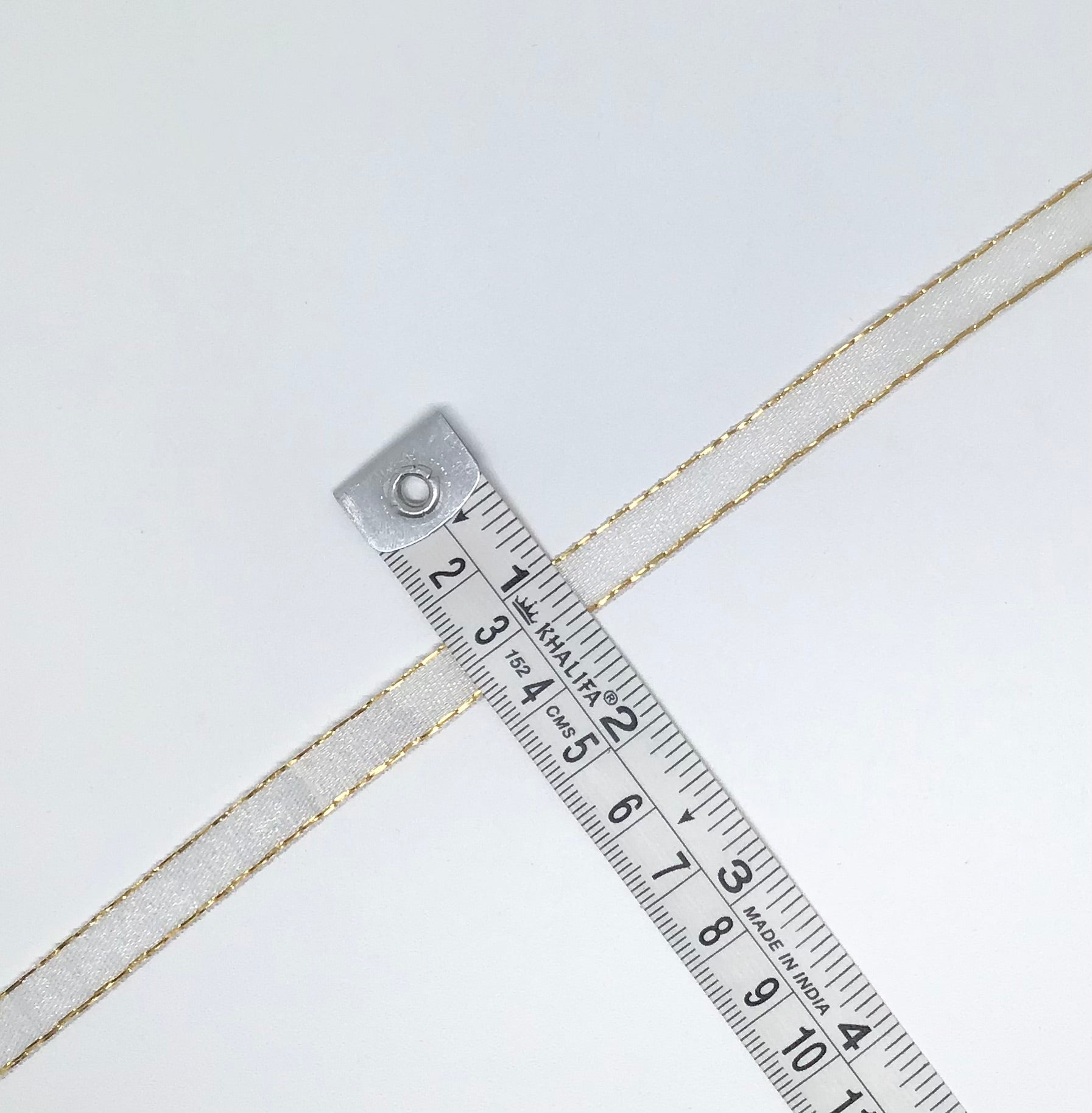 10mm white & gold ribbon - Violet Elizabeth - Haberdashery