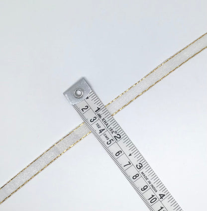 10mm white & gold ribbon - Violet Elizabeth - Haberdashery