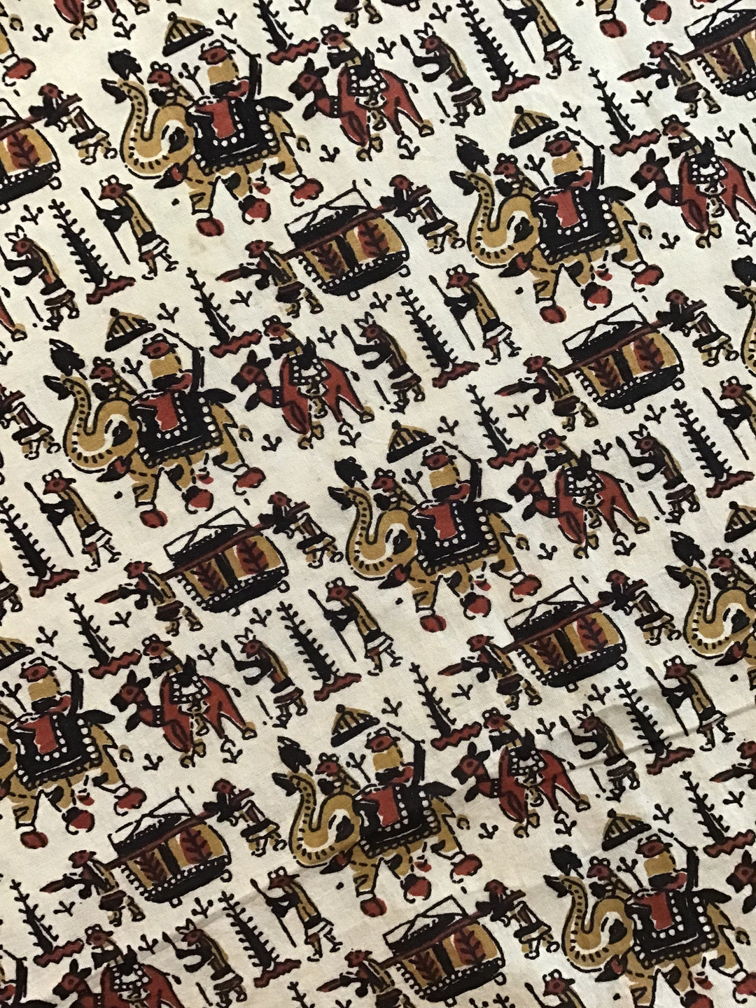 Marching East Block Printed Cotton Fabric