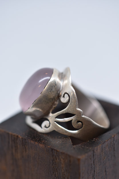 Rose Quartz Silver Ring - Violet Elizabeth