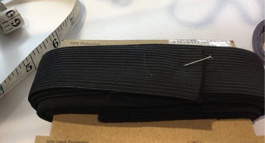 Black corded Elastic 25mm