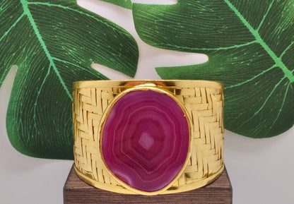 Pink Spectacular Agate Slice Cuff