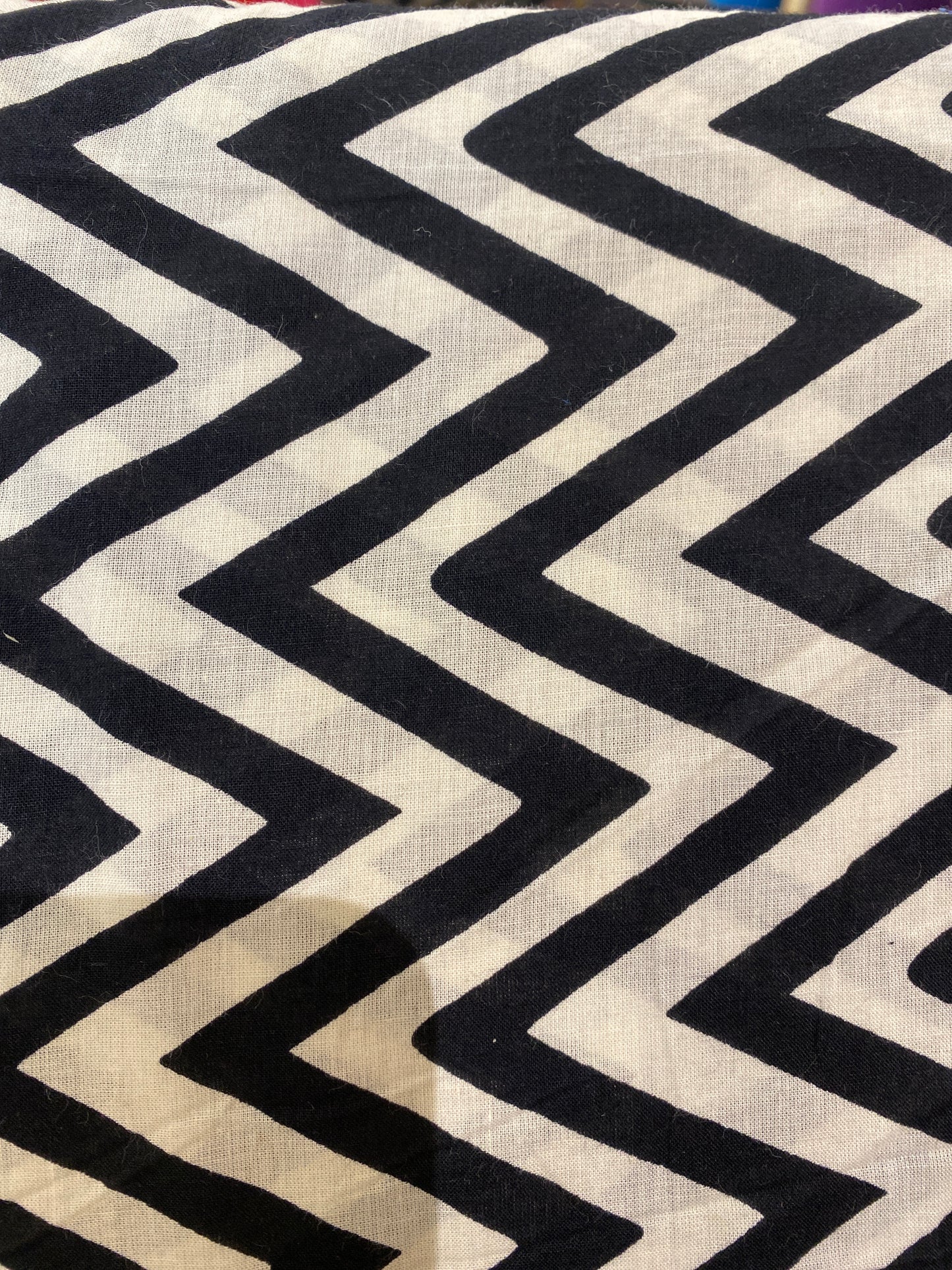 Monochrome shevron Screen Printed Fabric 100% Cotton