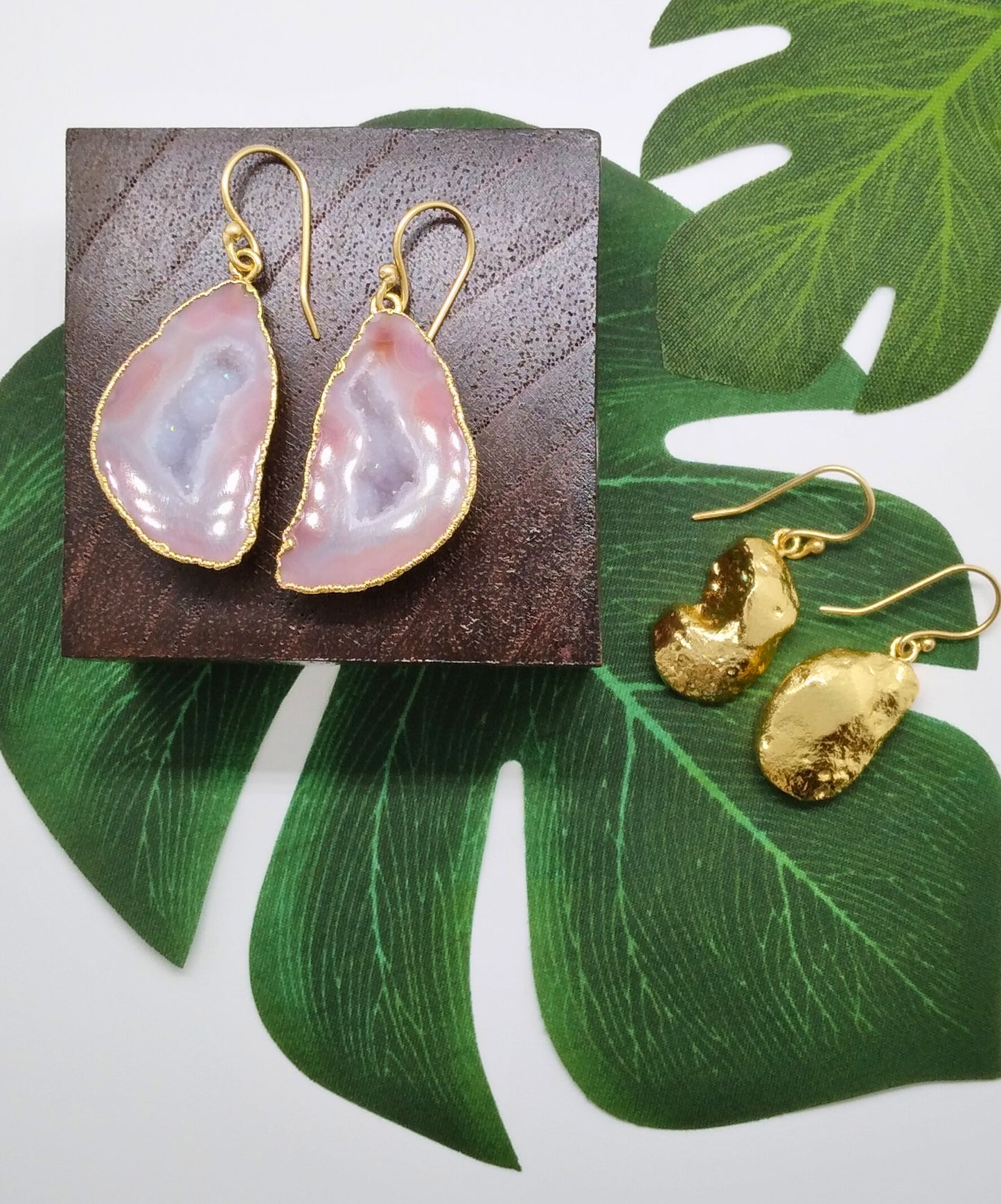 Baby Pink Geode Druzy Earrings