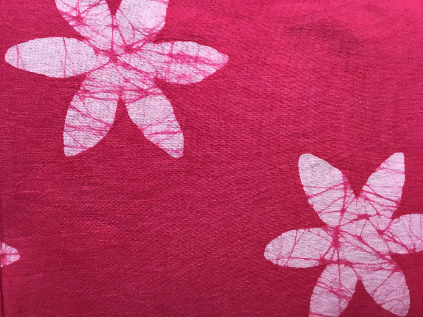 Pink star flower Batik Hand Printed Pure Cotton Fabric