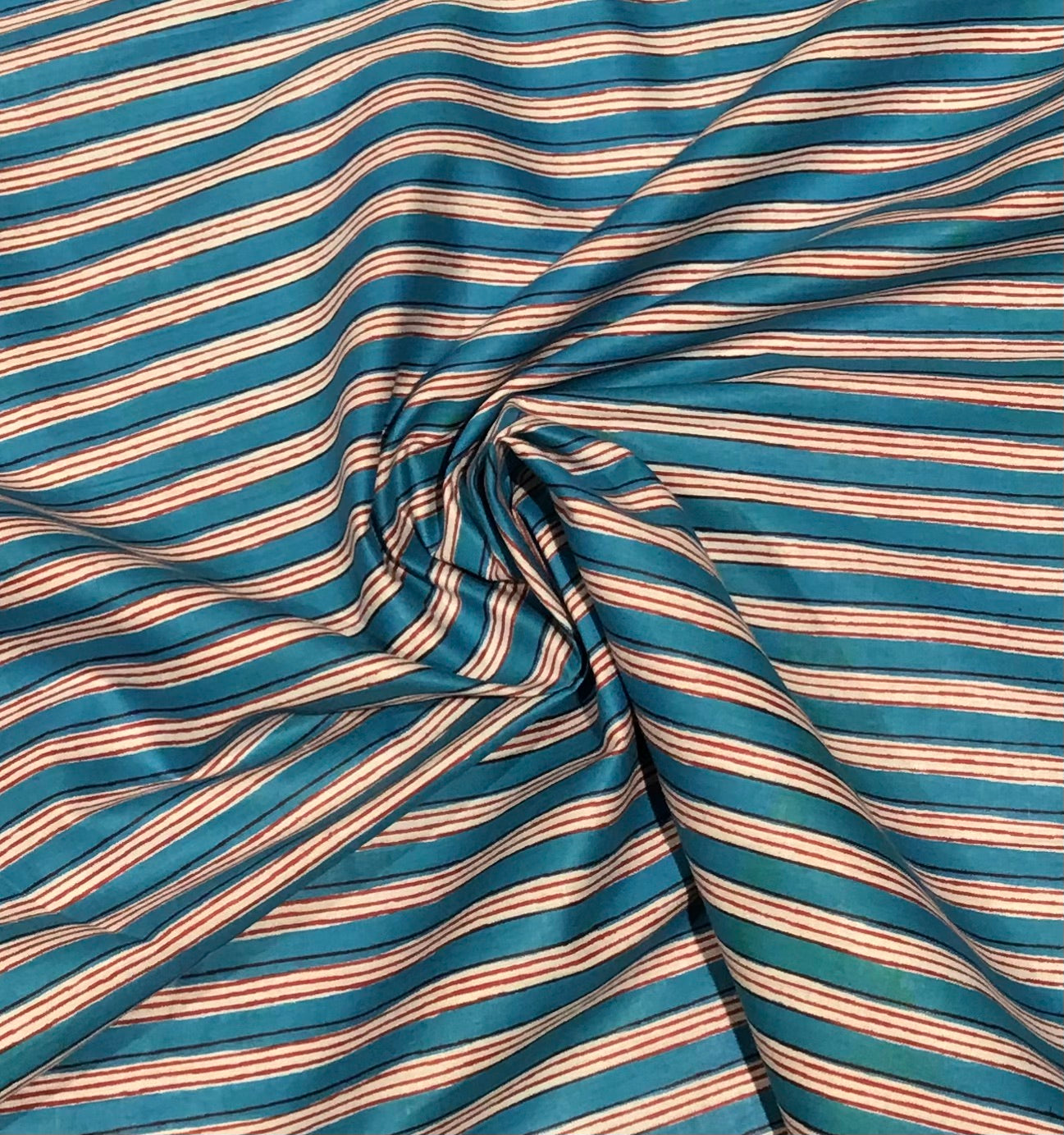 (Copy) Red, blue and white stripe Screen Printed Fabric 100% Cotton