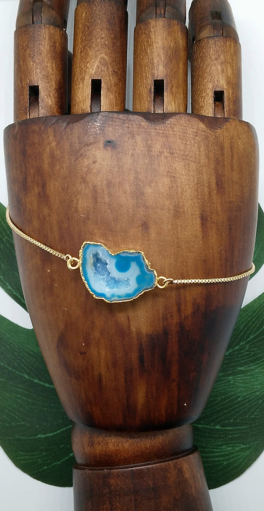 Sky Blue Half Geode Druzy Bracelet