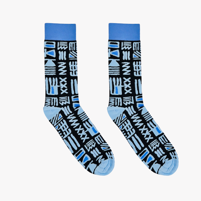 Tribal Blue Socks: M