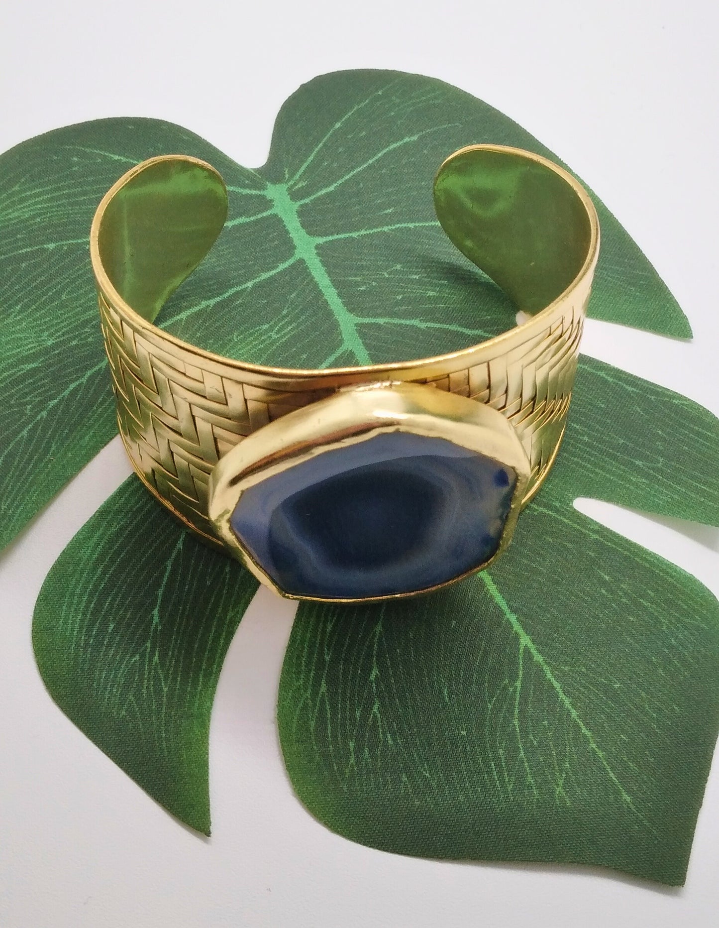 Spectacular Blue Agate Slice Cuff